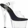 Pleaser Sandaal Met Enkelband, Paaldans Schoenen -40 Shoes- SKY-308 Paaldans Schoenen Zwart/Transparant -Dames Winkel 550x667