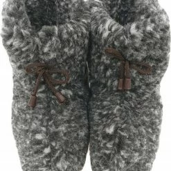 Oncedoce Wollen Sloffen - Winter Pantoffels 100% ECHT Lamswol En Leer - MAAT 44 - Leren Zooltjes – Veters - Handgemaakte Slofjes - Kleur Donkergrijs Gemêleerd -Dames Winkel 550x672