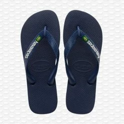 Havaianas Brasil Logo Unisex Slippers - Navy Blue - Maat 39/40 -Dames Winkel 550x677 2