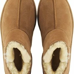 Warmbat Vrouwen Suède Harde Zool Pantoffels / Dichte Sloffen - Willow - Cognac - Maat 41 -Dames Winkel 550x678