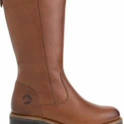 Travelin' Fitjar Leren Dames Laarzen - Wol Gevoerde Laars - Cognac Bruin Leer - Maat 43