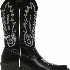 Weloveshoes SmileFavorites® Dames Cowboylaarzen Met Hak - Imitatieleer - Zwart - Maat 37 -Dames Winkel 550x716