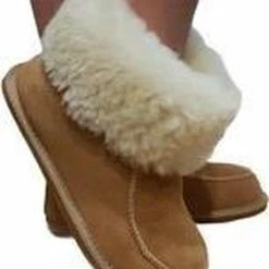 LuLu Wonen LuLu- Hoge Leren Sloffen / Pantoffels Met Rubberen Zool, Gevoerd Met Schapenvacht - Maat 42