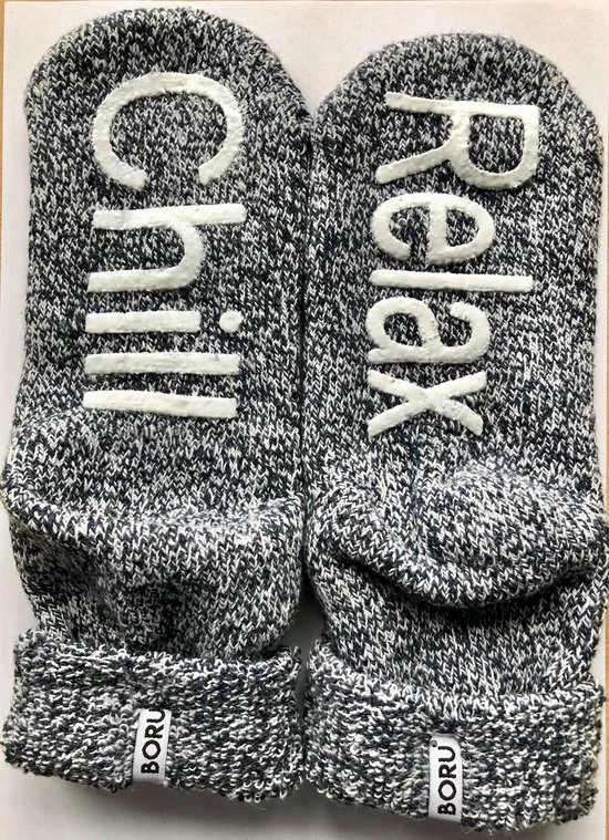 Boru Bamboo Huissokken Dames - Anti-Slip - Chill En Relax - Marine Mellee - 1 Pack - Maat 35-38 - 40% Wol 4 Boru Bamboo Huissokken Dames - Anti-Slip - Chill En Relax - Marine Mellee - 1 Pack - Maat 35-38 - 40% Wol - Afbeelding 2