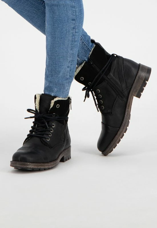 NoGRZ P.Post - Dames Leren Enkellaars - Winter Veterboots - Wol Gevoerd - Zwart - Maat 42 11 NoGRZ P.Post - Dames Leren Enkellaars - Winter Veterboots - Wol Gevoerd - Zwart - Maat 42 - Afbeelding 9