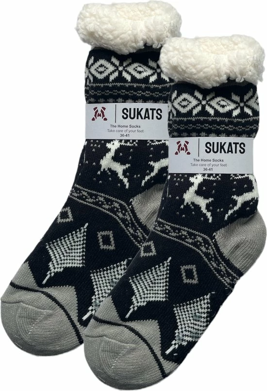 Sukats® Huissokken - Homesocks - Maat 36-41 - Grijs/Zwart - Anti-Slip - Fluffy - Dames Huissokken - Variant 24 3 Sukats® Huissokken - Homesocks - Maat 36-41 - Grijs/Zwart - Anti-Slip - Fluffy - Dames Huissokken - Variant 24
